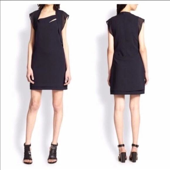 The Kooples Navy Blue Cut Out Cap Sleeve Sheath Mini Dress SZ S - Picture 1 of 12